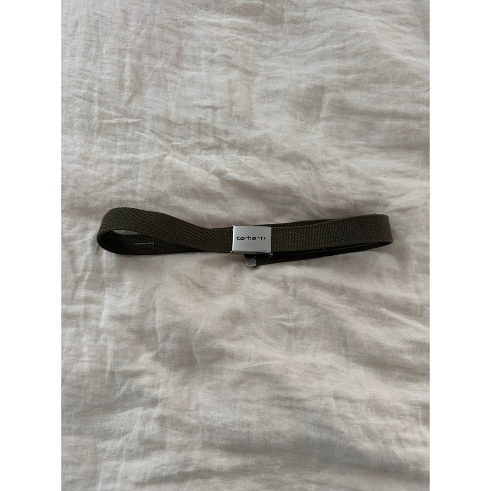 Carhartt WIP Work In Progress Clip Belt Olive Green Metal Logo Buckle One Size